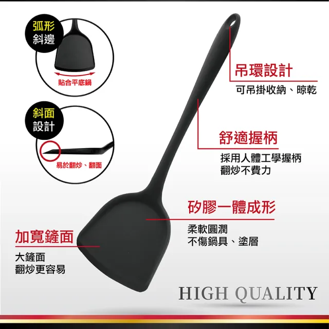 【MINONO 米諾諾】不沾鍋矽膠鍋鏟(標準版 歐盟食品級矽膠RoHS檢測合格  耐熱矽膠鍋鏟 矽膠)