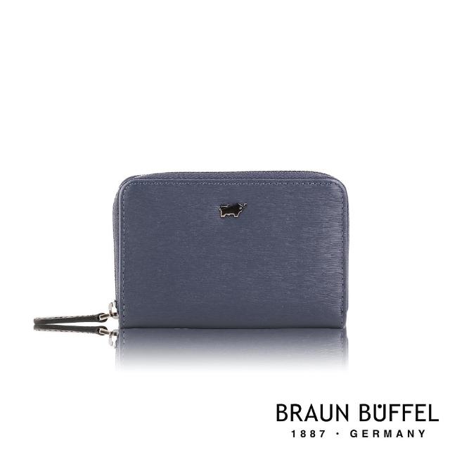 【BRAUN BUFFEL 德國小金牛】台灣總代理 波索 拉鍊零錢包-藍色(BF386-161-NY)