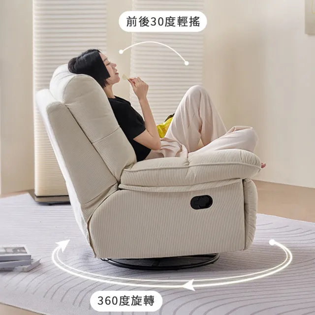 【Taoshop 淘家舖】電動單人功能沙發客廳現代簡約布藝休閒懶人可躺旋轉搖搖椅(電動伸展)