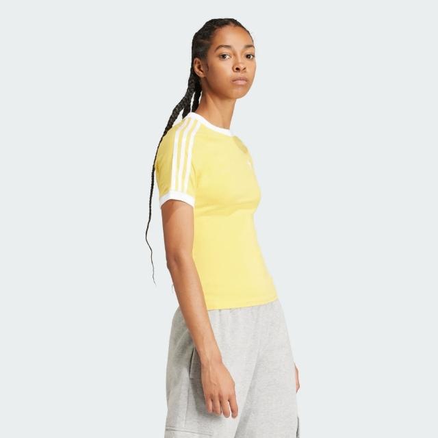 【adidas 愛迪達】上衣 女款 短袖上衣 運動 三葉草 3 S RGLN TEE 黃 IR8111(S2453)