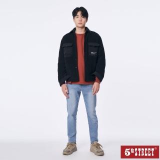 【5th STREET】男裝彈力修身小直筒褲-石洗藍