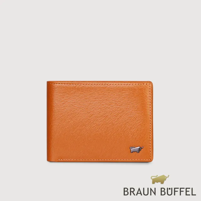 【BRAUN BUFFEL 德國小金牛】台灣總代理 防盜-2 6卡男夾-杏仁巧克力色(BF539-312-SAL)