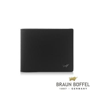 【BRAUN BUFFEL 德國小金牛】臺灣總代理 默瑟-II 12卡中間翻透明窗短夾-黑色(BF384-317-BK)