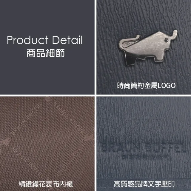 【BRAUN BUFFEL 德國小金牛】台灣總代理 默瑟-II 12卡中間翻透明窗短夾-印度藍(BF384-317-II)