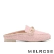 【MELROSE】美樂斯 高雅品味晶鑽一字釦毛呢布穆勒低跟拖鞋(粉)