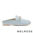 【MELROSE】美樂斯 高雅品味晶鑽一字釦毛呢布穆勒低跟拖鞋(藍)