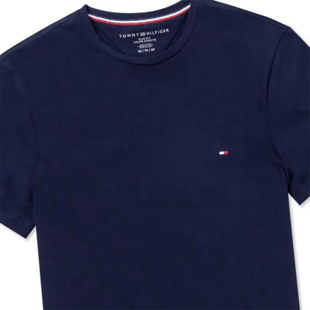 【Tommy Hilfiger】TOMMY 經典圓領Logo素面短袖T恤-深藍色(平輸品)