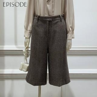 【EPISODE】時尚百搭厚實羊毛五分寬褲135209（駝）