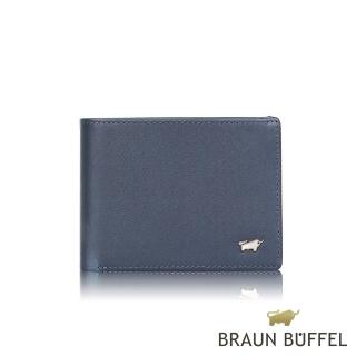 【BRAUN BUFFEL 德國小金牛】台灣總代理 HOMME-M 6卡男夾-深藍色(BF306-312-MAR)