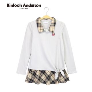 【Kinloch Anderson】內搭格紋襯裡假兩件長袖上衣 金安德森女裝(KA0475302 灰)