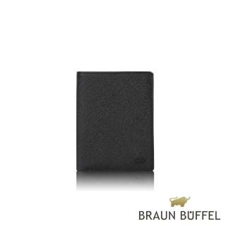 【BRAUN BUFFEL 德國小金牛】洛菲諾P-II 12卡直立中夾-黑色(BF347-359-BK) 錢包送禮推薦