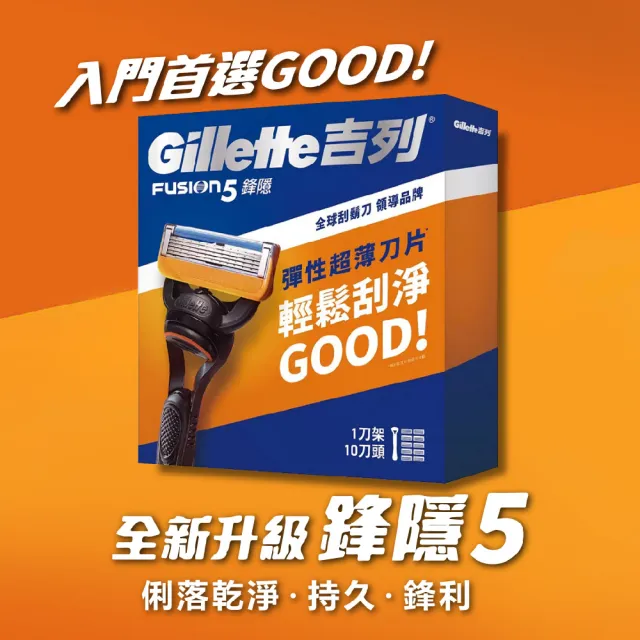 【Gillette 吉列】鋒隱手動刮鬍刀組(刀架x1+刀頭x10)