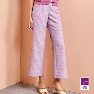 【ILEY 伊蕾】花呢小香直筒寬長褲(紫色；M-XL；1241076512)