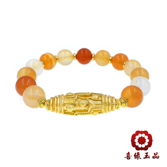 【喜緣玉品】紅花瑪瑙 九轉天珠 手珠(10mm)(開運風水)