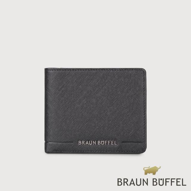 【BRAUN BUFFEL 德國小金牛】台灣總代理 格瑞克D 4卡零錢袋皮夾-黑色(BF513-315-BK)