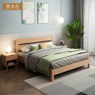 【藍色的熊】日式高床頭實木床架 150X190 一般板(原木 可訂製尺寸 無床頭床底 榻榻米矮床 雙人床 單人床)