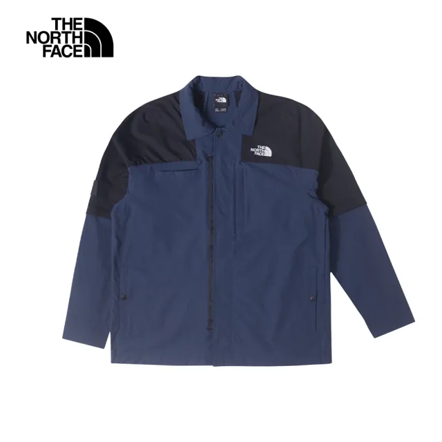 【The North Face 官方旗艦】北面UE男款藍色吸濕排汗防潑水可拆卸衣袖休閒長袖襯衫｜88598K2