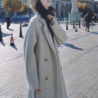 【Amirr 艾米爾】★氣質寬鬆收腰赫本風毛呢大衣(女上衣/長袖/外套)