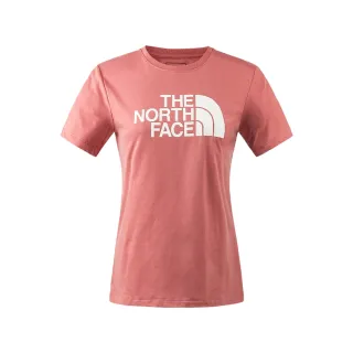 【The North Face】北面女款紅色吸濕排汗胸前經典品牌LOGO印花休閒短袖T恤｜89QUNXQ