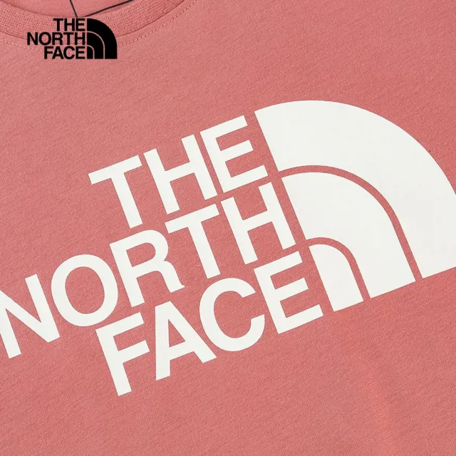 【The North Face 官方旗艦】北面女款紅色吸濕排汗胸前經典品牌LOGO印花休閒短袖T恤｜89QUNXQ