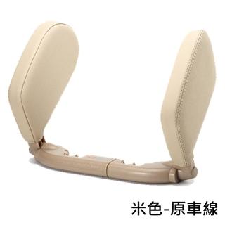 車用睡覺側靠枕頸枕 皮革兩側支撐頭枕 黑色 車線色可選