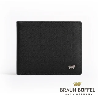 【BRAUN BUFFEL 德國小金牛】台灣總代理 HOMME-M紳士 4卡零錢袋皮夾-黯黑(BF306-315-BK)