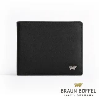 【BRAUN BUFFEL 德國小金牛】台灣總代理 HOMME-M紳士 4卡零錢袋皮夾-黯黑(BF306-315-BK)