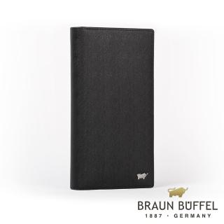 【BRAUN BUFFEL 德國小金牛】臺灣總代理 HOMME-M紳士 17卡拉鍊零錢長夾-黯黑(BF306-301-BK)
