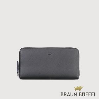 【BRAUN BUFFEL 德國小金牛】洛菲諾P-II 12卡拉鍊長夾-黑色(BF347-602-BK) 錢包送禮推薦