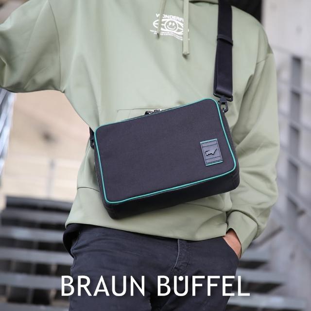 【BRAUN BUFFEL 德國小金牛】台灣總代理 貝瑞 小型橫式斜背包-黑色(BF514-TW61-BK)