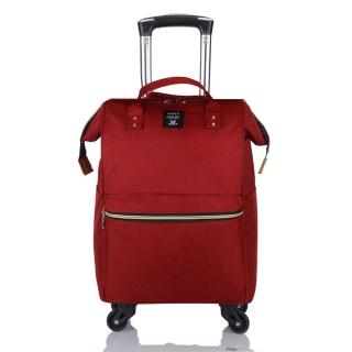 【悅生活】拉桿包 拉桿袋 登機袋 行李袋 25吋學院風揹拉兩用拉桿旅行袋 酒紅色(GoTrip 微旅行)