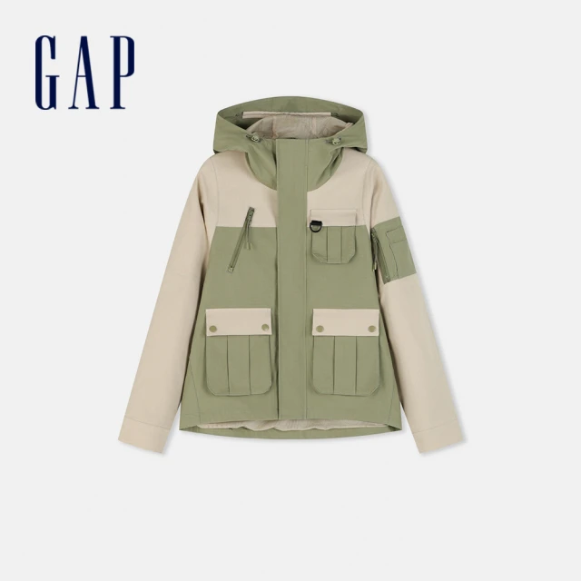 GAPGAP 女裝 工裝連帽外套-橄欖綠(874449)