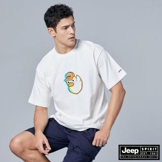 【JEEP】男裝 美吉普鴨純棉短袖T恤-男女適穿(白色)
