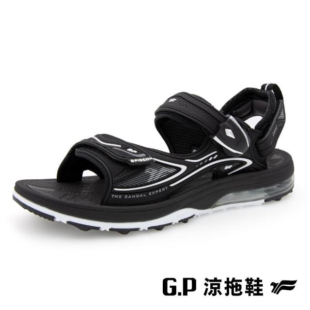 【G.P】女款超緩震氣墊磁扣兩用涼拖鞋G9576W-黑色(SIZE:36-39 共二色)