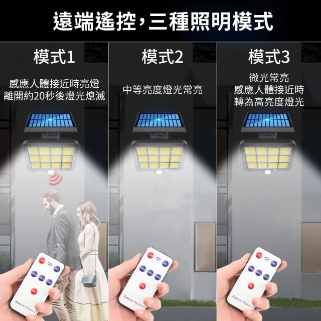 【聆翔】人體感應燈分離式 288COB(太陽能 0電費 LED 遙控 紅外線 自動照明 三種照明模式)