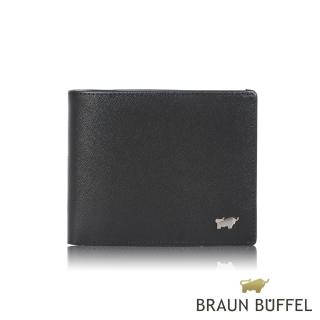 【BRAUN BUFFEL 德國小金牛】亞當 5卡透明窗皮夾-黑色(BF504-316-BK) 錢包送禮推薦