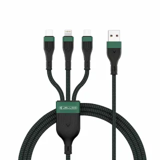 【Jellico】1.2m極度系列3合1Mirco-USB/Lightning/Type-C充電線(JEC-ES13-GN)
