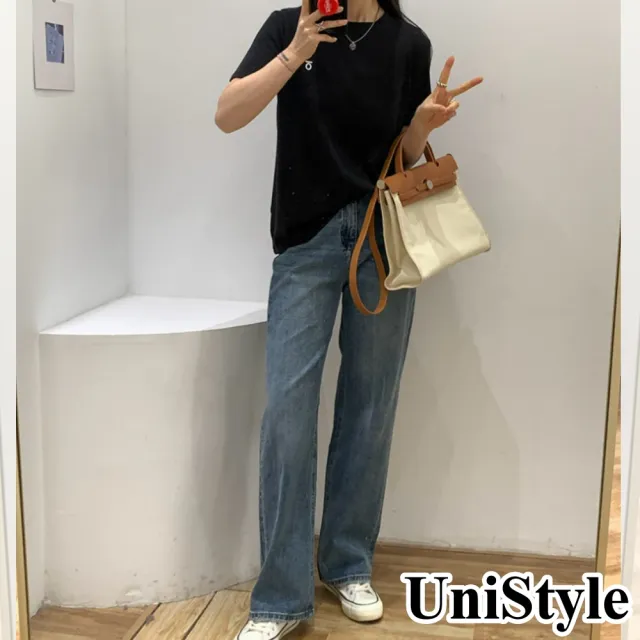 【UniStyle】O字母短袖T恤 韓版百搭圓領上衣 女 UP1552(黑)