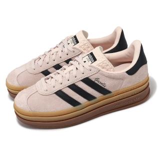 【adidas 愛迪達】休閒鞋 Gazelle Bold W 女鞋 拼接中底 厚底 神奇石英色 核心黑 粉紅 麂皮 愛迪達(IE0429)