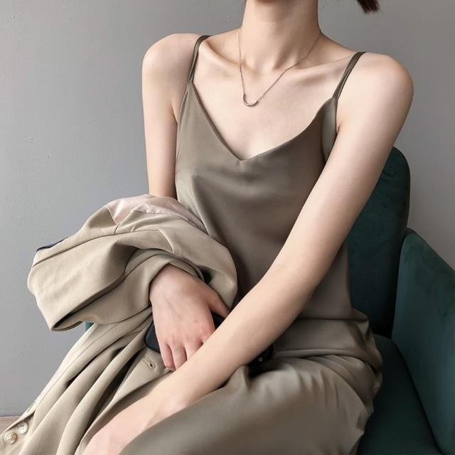 【巴黎精品】現貨+預購 洋裝連身長裙(氣質內搭吊帶連衣女裙子3色a1ee48)