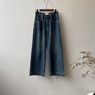 【巴黎精品】現貨+預購 休閒褲寬管長褲(直筒寬管九分牛仔女褲子a1ee32)