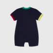 【GAP】嬰兒裝 Logo小熊印花圓領短袖包屁衣/連身衣-海軍藍(890354)