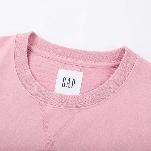【GAP】女裝 Logo圓領短袖T恤 復古水洗 厚磅密織親膚系列-粉色(874488)