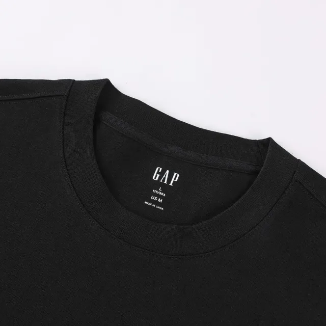 【GAP】男裝 純棉圓領長袖T恤-黑色(876996)