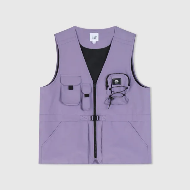 【GAP】男裝 防風防雨工裝背心外套-紫色(877479)