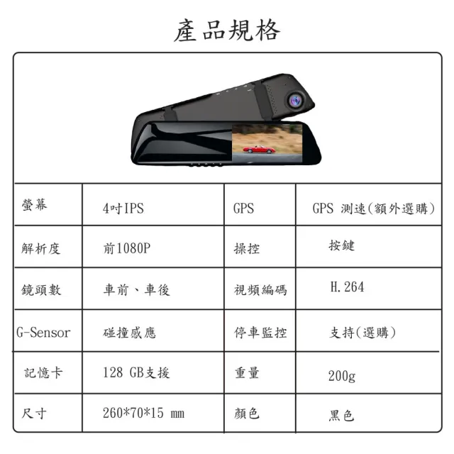 【Jinpei 錦沛】後視鏡型、前後雙鏡頭、高畫質1080P Full HD行車記錄器、贈32GB記憶卡(行車紀錄器)