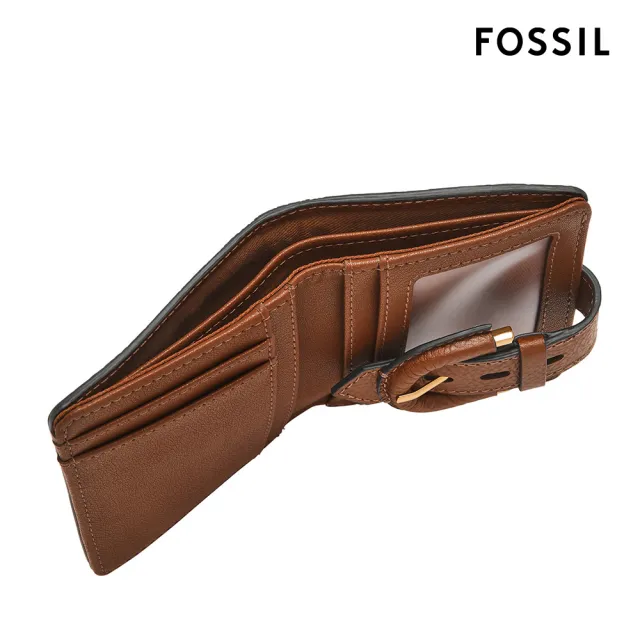 【FOSSIL 官方旗艦館】Harwell 真皮馬鞍釦短夾-咖啡色 SL10029200 雙11/1111