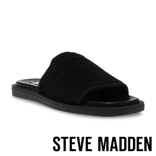 STEVE MADDEN AWESTRUCK 針織條紋拖鞋(黑色)