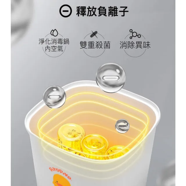 【Piyo Piyo 黃色小鴨】消毒鍋玻璃寬口奶瓶組(晶鑽2大2小)