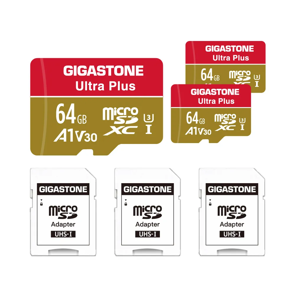 【GIGASTONE 立達】microSDXC UHS-Ⅰ U3 A1V30 64GB相機攝影記憶卡-3入組(支援行車紀錄器/監視器)